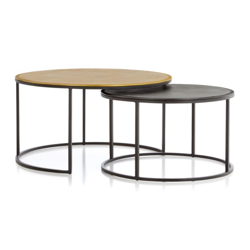 Knurl Iron and Aluminum 34" Round Nesting Coffee Tables Set of Two - image 10 of 15