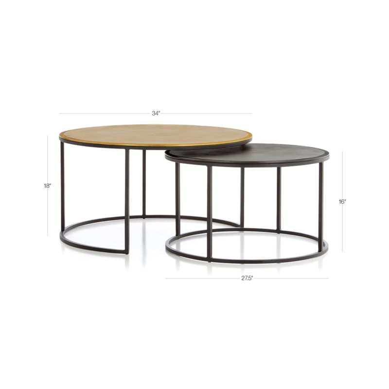 View Knurl Iron and Aluminum 34" Round Nesting Coffee Tables Set of Two - image 2 of 15