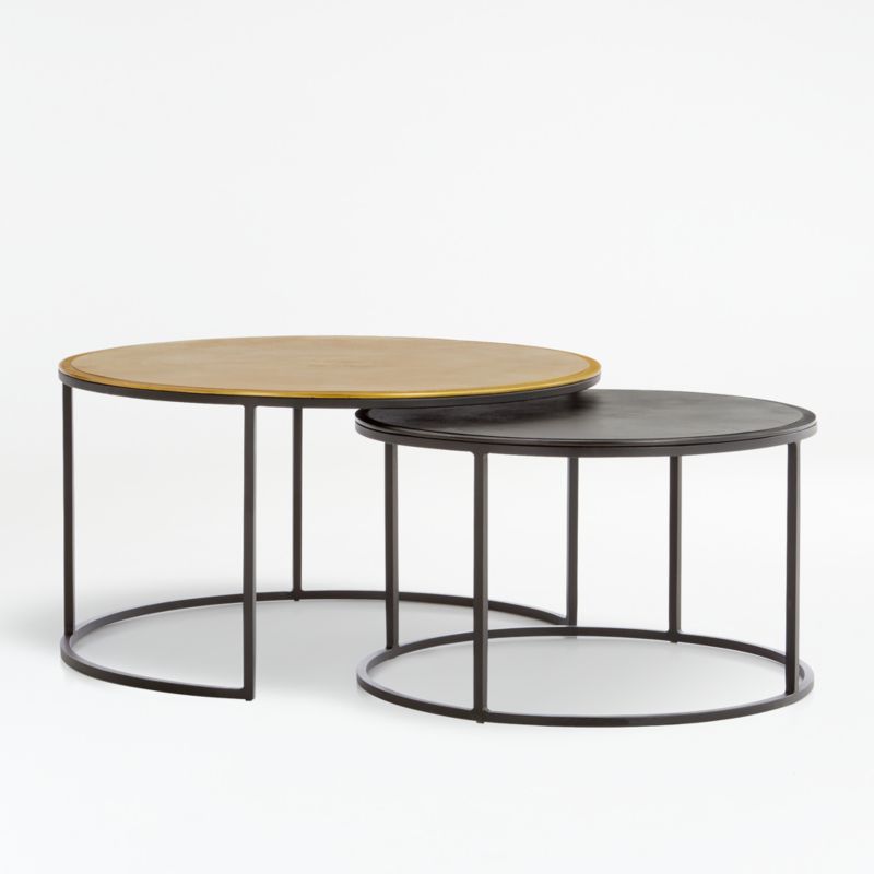 Knurl Iron and Aluminum 34" Round Nesting Coffee Tables Set of Two - image 0 of 15