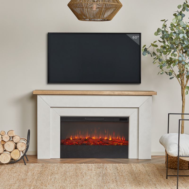 Koa White and Wood Electric Fireplace 68" - image 1 of 5