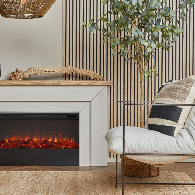 Koa White and Wood Electric Fireplace 68" - image 2 of 5