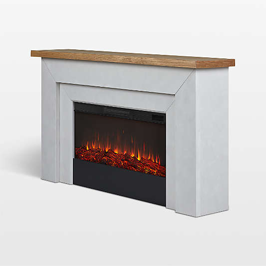 Koa White and Wood Electric Fireplace 68"