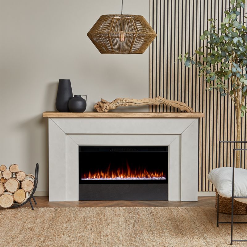 Koa White and Wood with Landscape Smart Electric Fireplace 68" - image 2 of 9