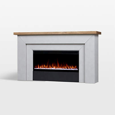 Koa White and Wood with Landscape Smart Electric Fireplace 68"