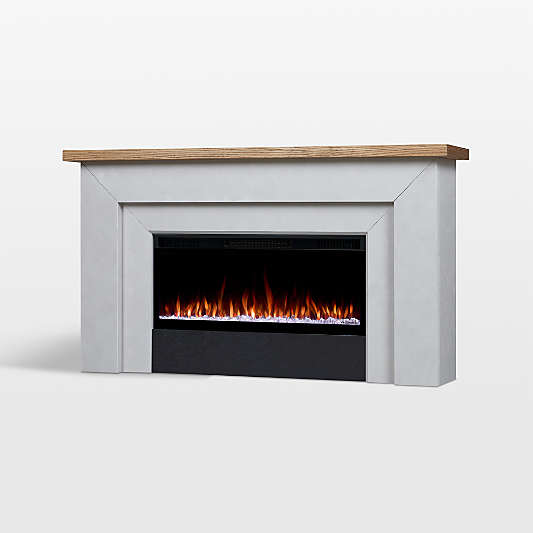 Koa White and Wood with Landscape Smart Electric Fireplace 68"