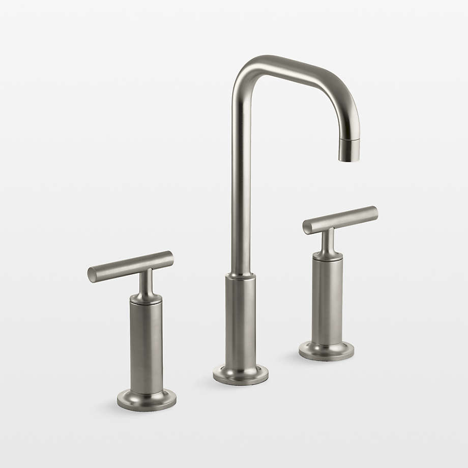 Kohler Purist Widespread Brushed Nickel Gooseneck Bathroom Sink Faucet