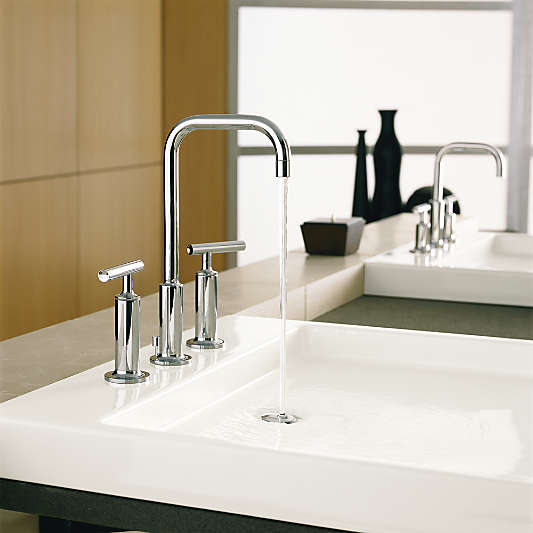 Kohler ® Purist ® Widespread Chrome Gooseneck Bathroom Sink Faucet