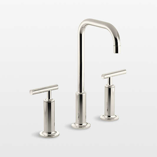 Kohler ® Purist ® Widespread Chrome Gooseneck Bathroom Sink Faucet