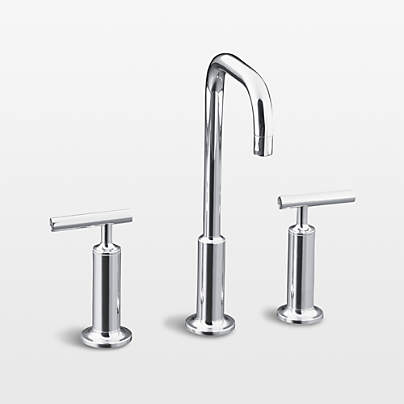 Kohler ® Purist ® Widespread Polished Nickel Gooseneck Bathroom Sink Faucet