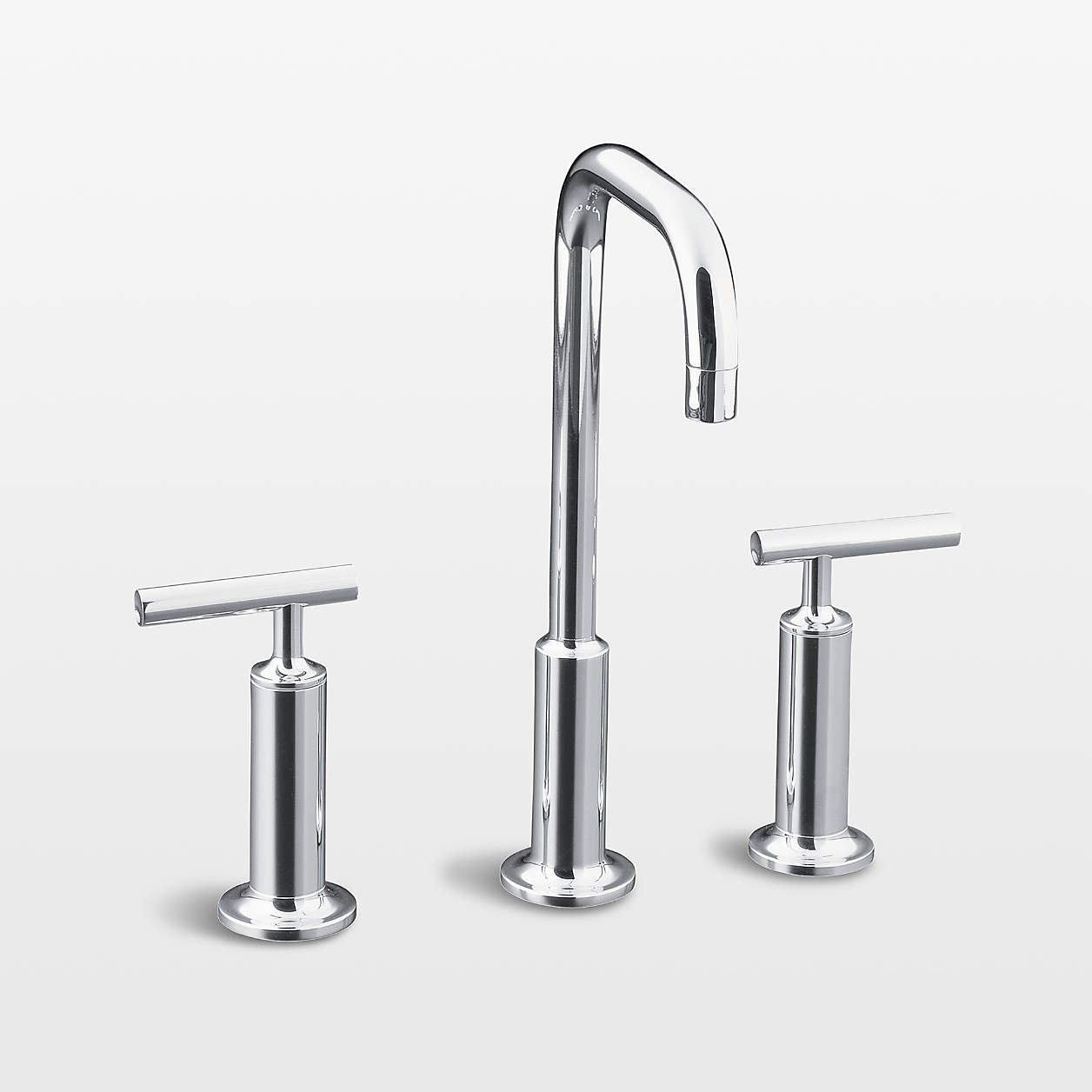 Kohler Purist Widespread Polished Nickel Gooseneck Bathroom Sink Faucet Crate And Barrel