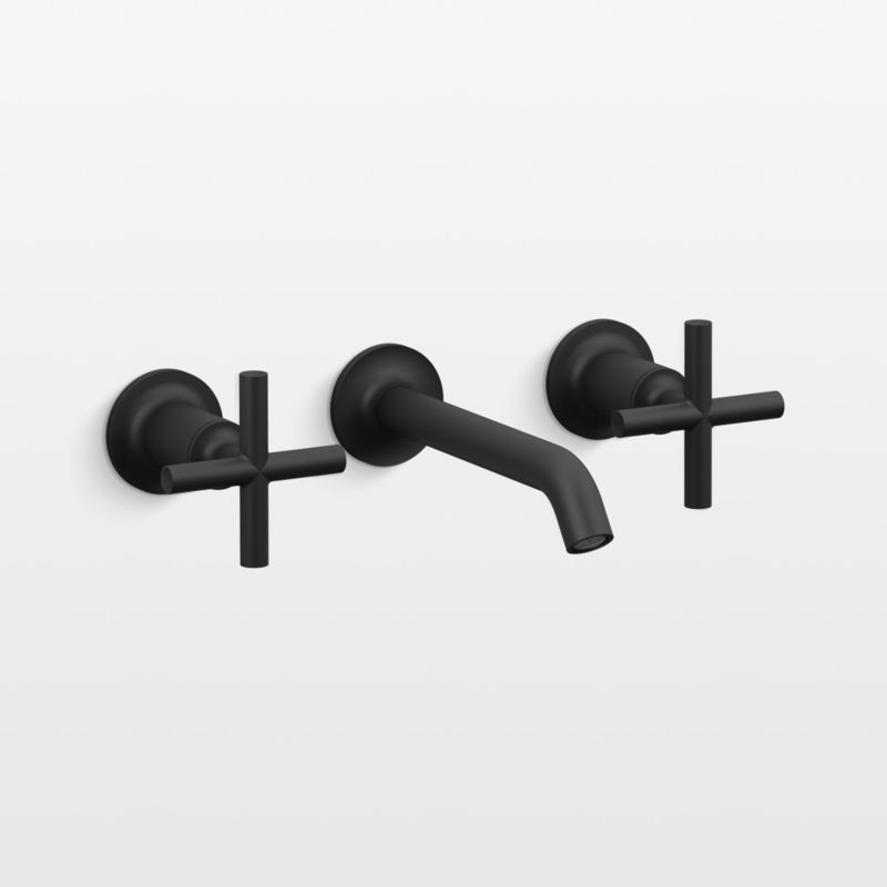 Kohler ® Purist ® Matte Black Wall-Mounted Bathroom Sink Faucet and Handles