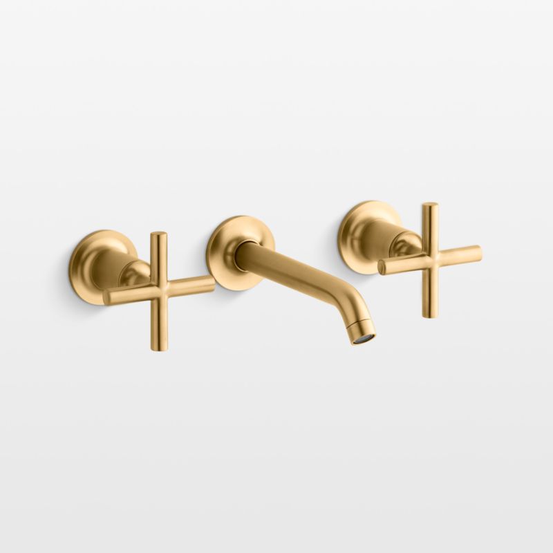 Kohler ® Purist ® Brushed Brass Wall-Mounted Bathroom Sink Faucet and Handles - image 0 of 4