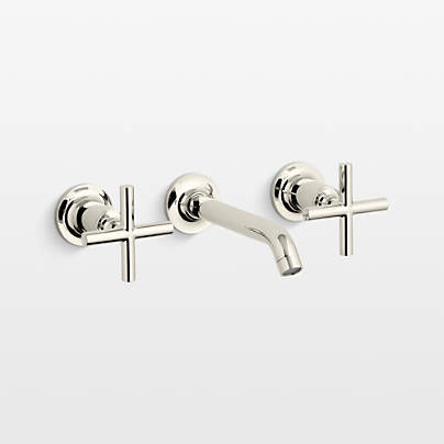 Kohler ® Purist ® Polished Nickel Wall-Mounted Bathroom Sink Faucet and Handles