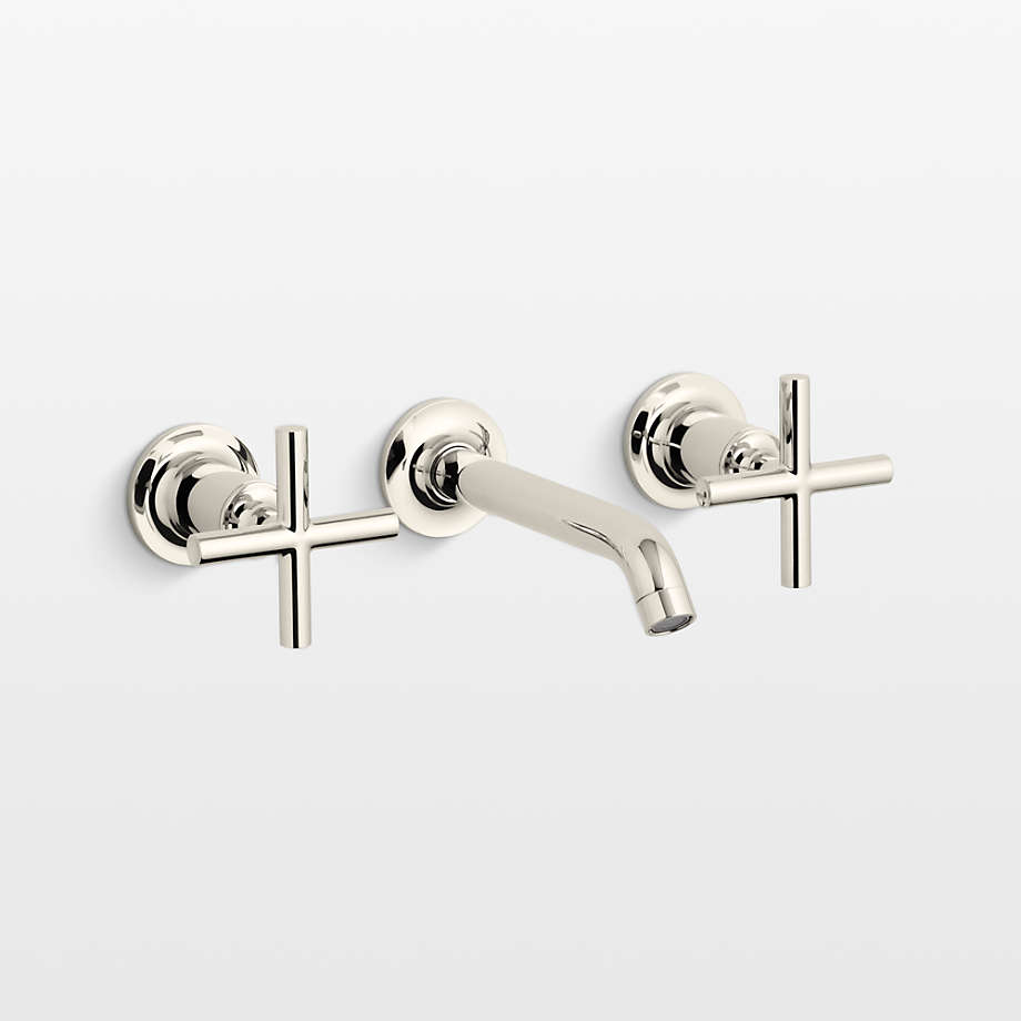 Kohler Purist Polished Nickel Wall Mounted Bathroom Sink Faucet And Handles 