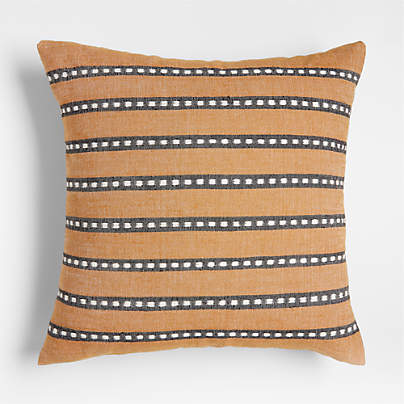 Bolé Road Kombolcha Ethiopian Cotton 20"x20" Tan Throw Pillow with Microfiber Insert