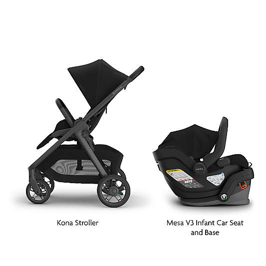 UPPAbaby Kona James Black Lightweight Baby Stroller + Mesa V3 Infant Car Seat Travel System
