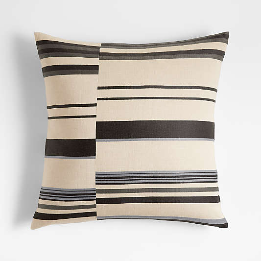 Kona 20"x20" Pieced Stripe Black and White Throw Pillow Cover