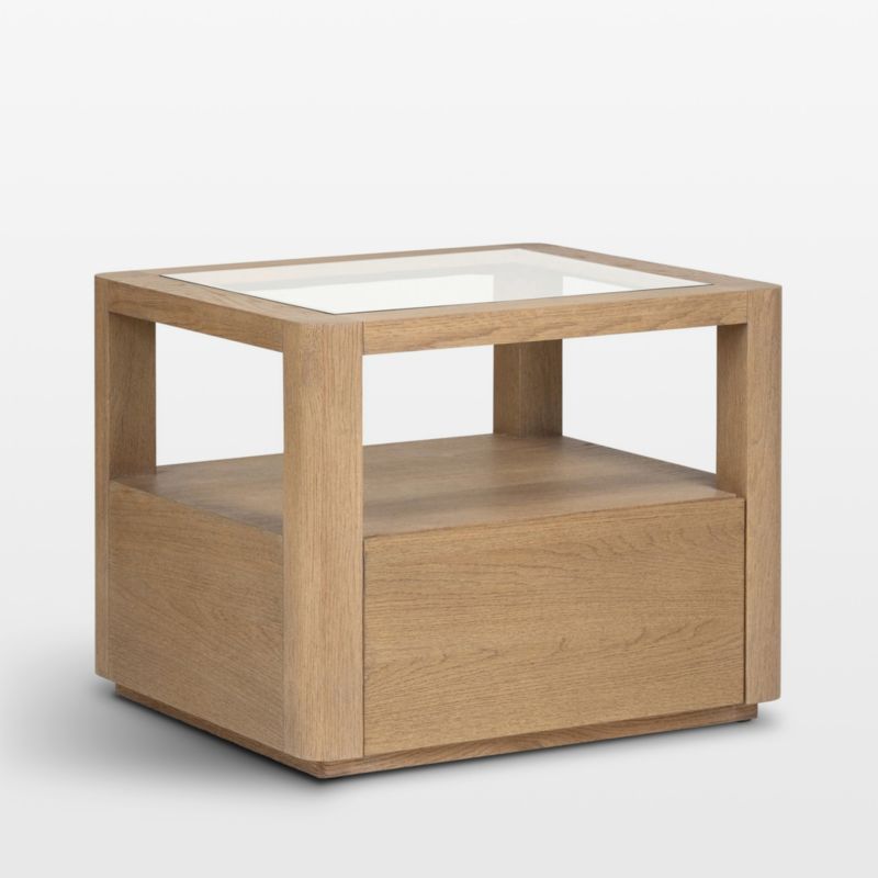 Kofi Brown Oak and Glass 25" End Table - image 2 of 7