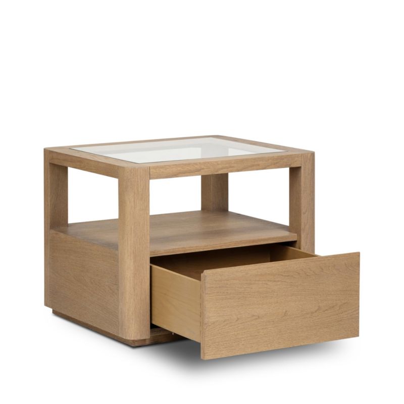 Kofi Brown Oak and Glass 25" End Table - image 3 of 7