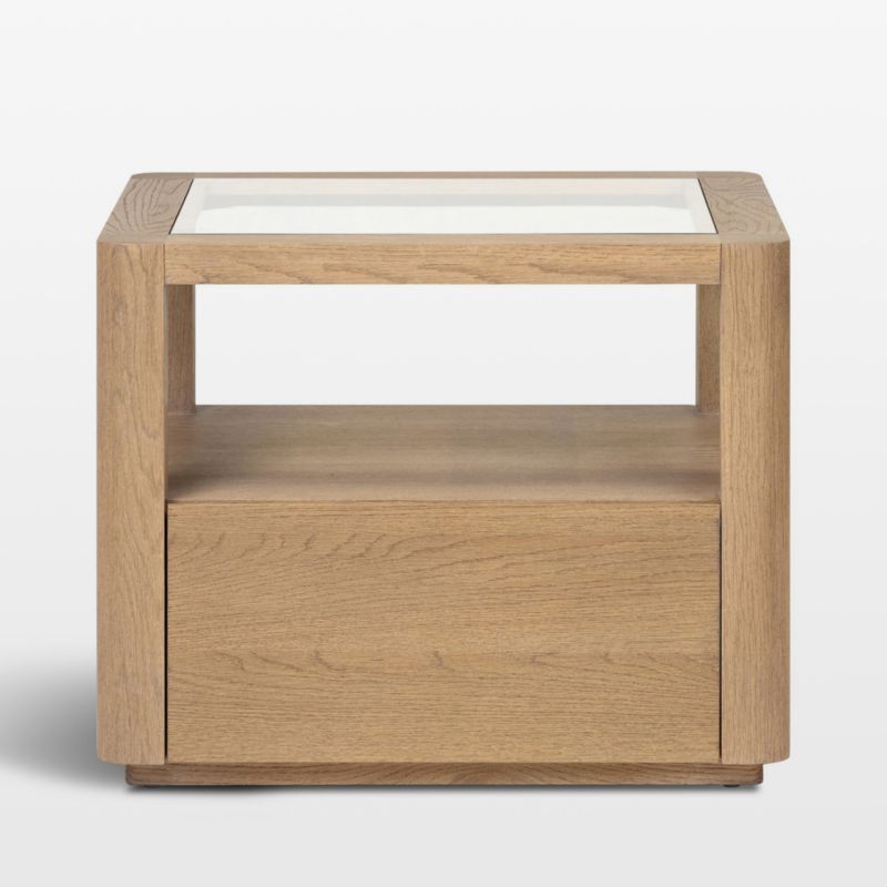 Viewing product image Kofi Brown Oak and Glass 25" End Table - image 1 of 7