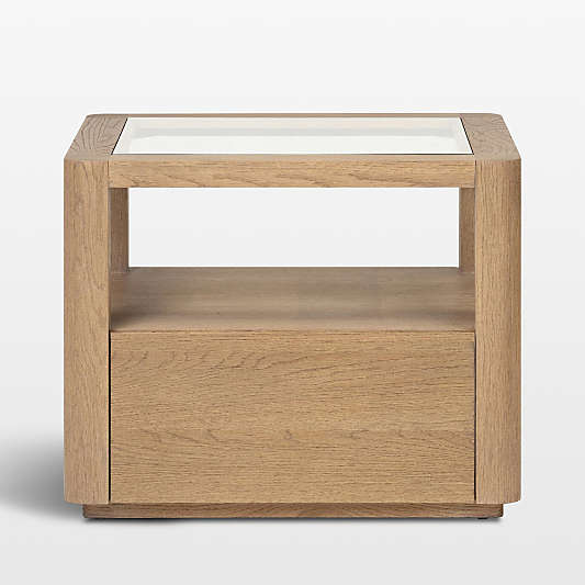 Kofi Brown Oak and Glass 25" End Table