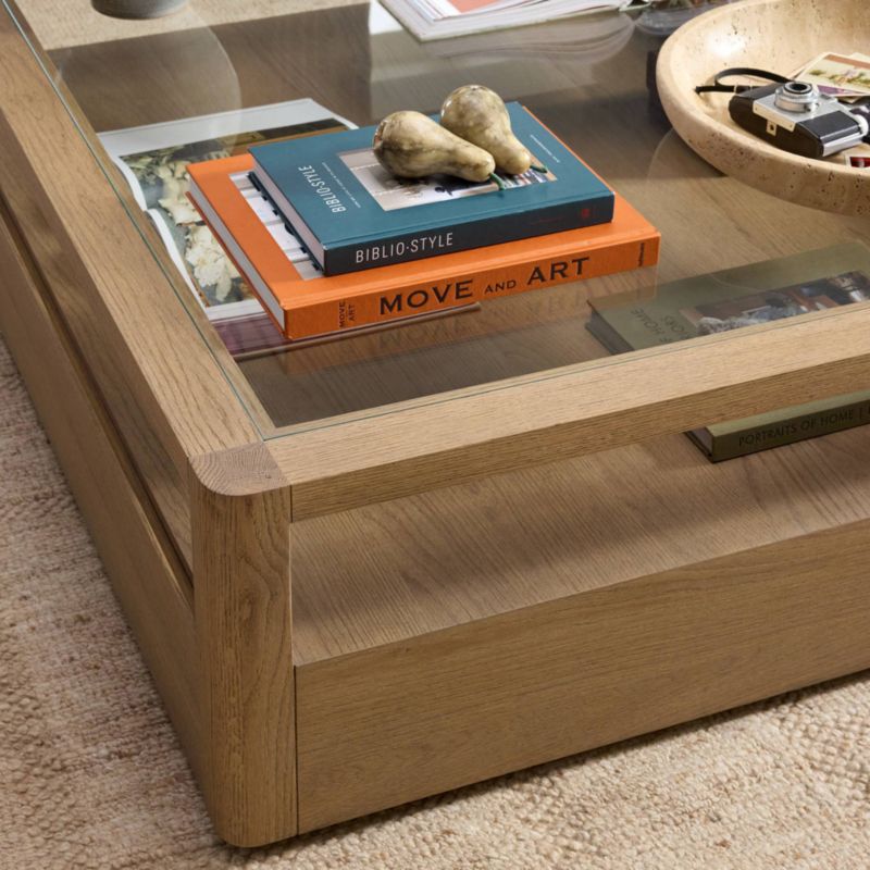 Kofi Brown Oak and Glass 50" Coffee Table - image 2 of 7
