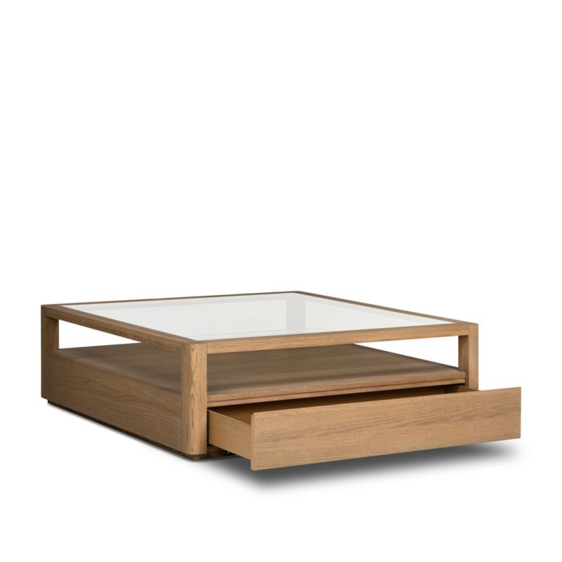 Kofi Brown Oak and Glass 50" Coffee Table - image 4 of 7
