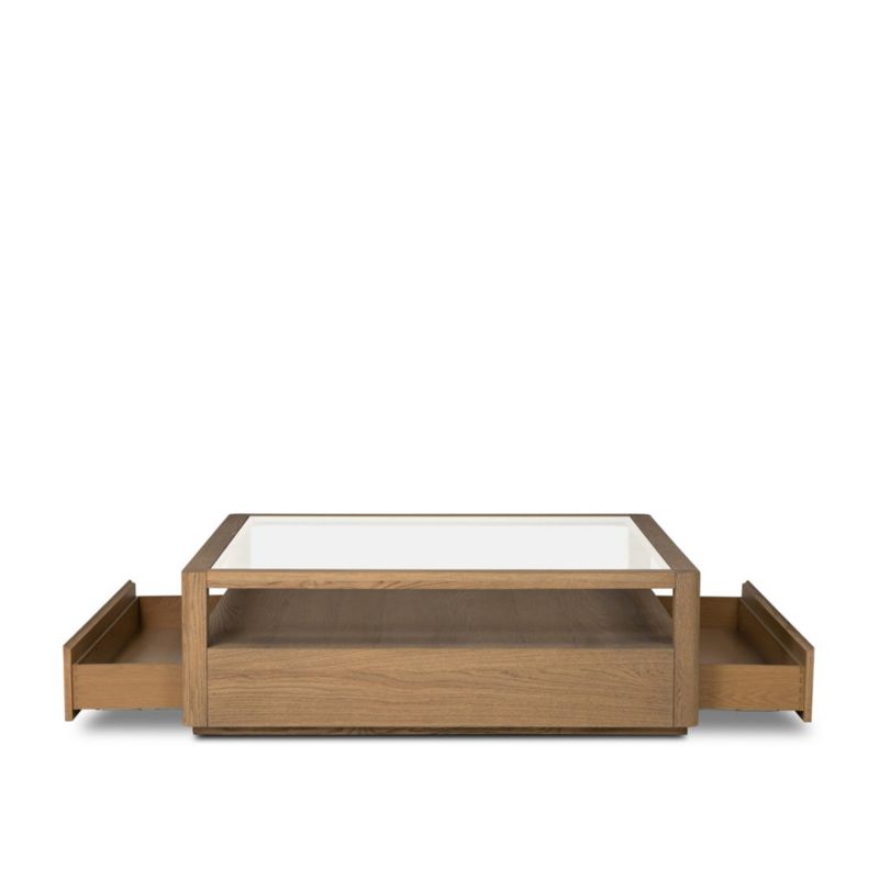 Kofi Brown Oak and Glass 50" Coffee Table - image 5 of 7