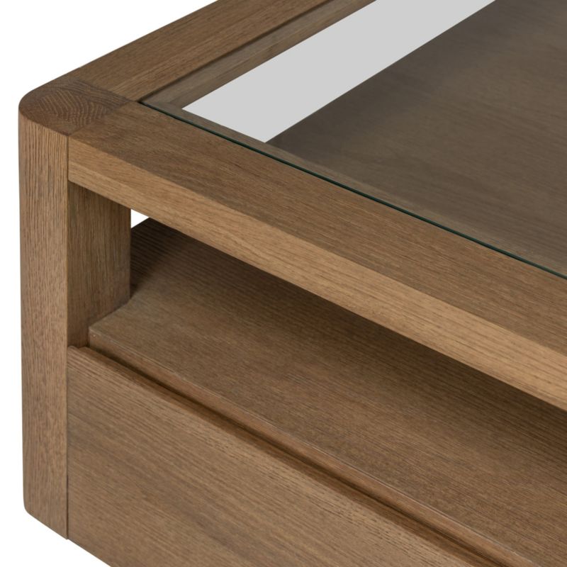 Kofi Brown Oak and Glass 50" Coffee Table - image 6 of 7
