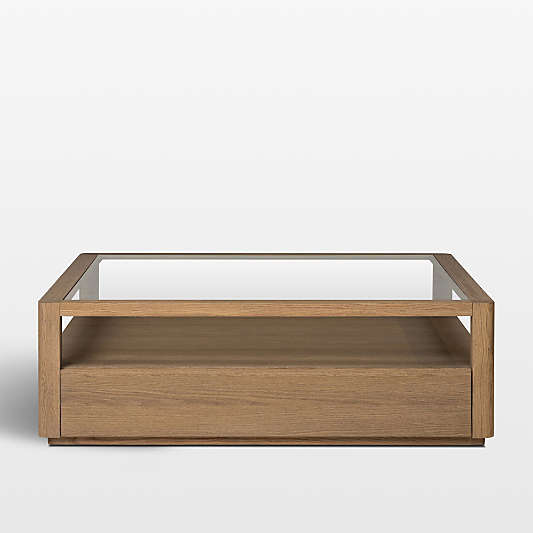 Kofi Brown Oak and Glass 50" Coffee Table