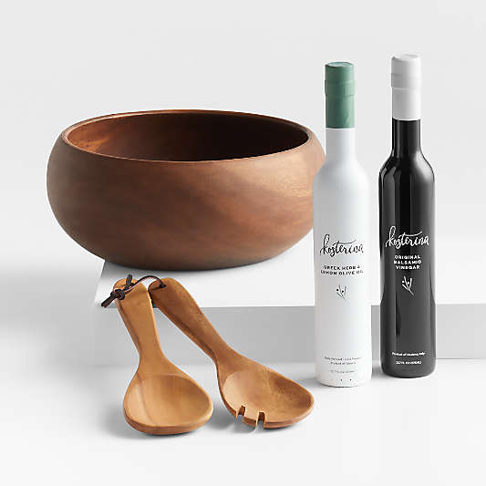 Kosterina Olive Oil and Vinegar with Tondo Salad Serving Set