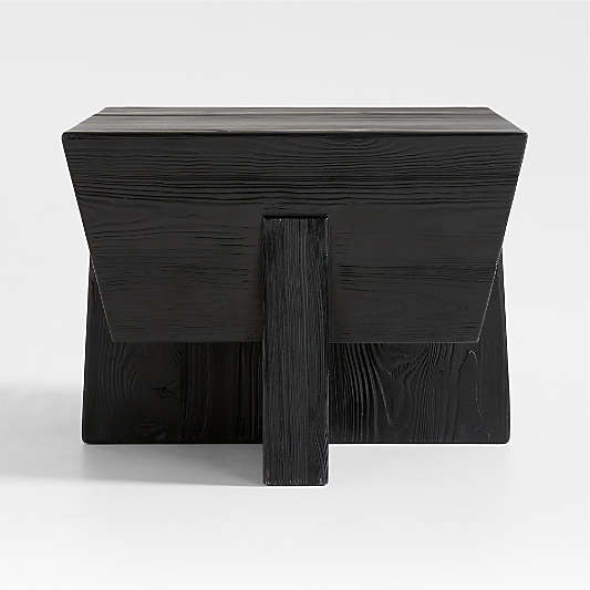 Kota Square Textured Black Pine Side Table