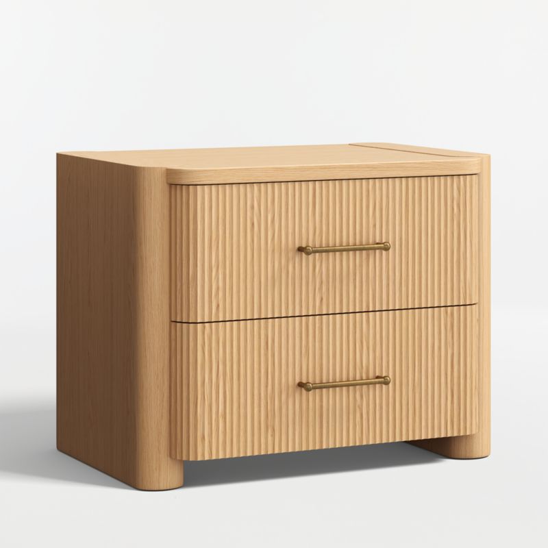 Kensington 29" Rye on White Oak Fluted Charging Nightstand - image 2 of 6