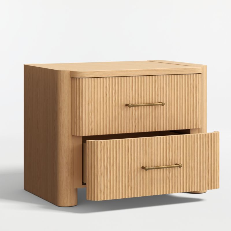 Kensington 29" Rye on White Oak Fluted Charging Nightstand - image 1 of 6