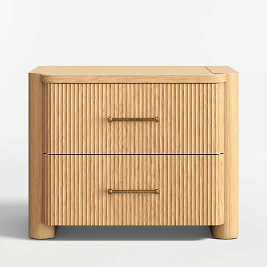 Kensington 29" White Oak Wood Fluted Charging Nightstand