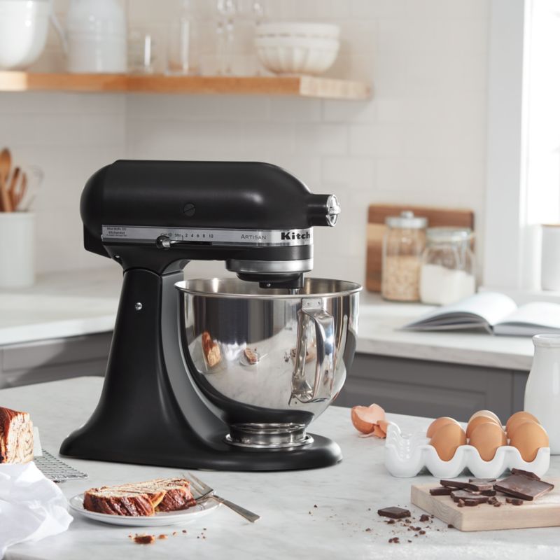 Crate&Barrel KitchenAid ® Artisan ® Series Limited-Edition Light & Shadow  5-Quart Tilt-Head Stand Mixer with Black Ceramic Bowl