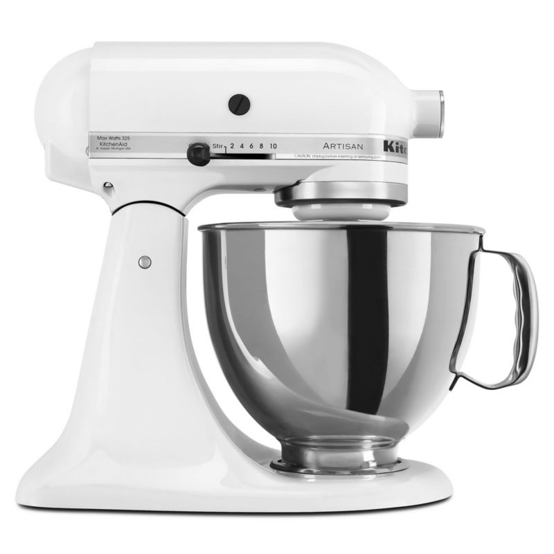 KitchenAid Stand Mixer Classic Column White 5-Qt. Ceramic Mixing Bowl with  Spout and Handle + Reviews, Crate & Barrel