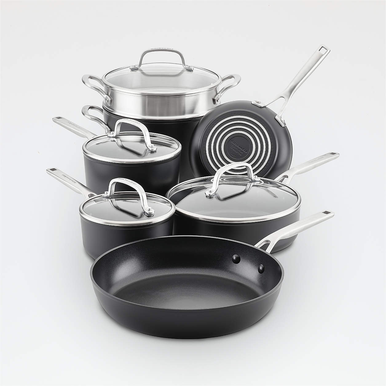 KitchenAid 11-Piece Hard-Anodized Aluminum Non-Stick Cookware Set ...