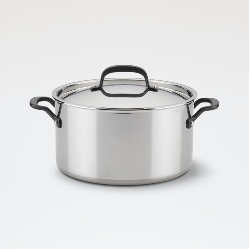 KitchenAid 8-Qt. 5-Ply Stainless Steel Stock Pot with Lid + Reviews | Crate & Barrel