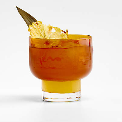 Kuruwa 12-Oz. Amber and Clear Hammered Glass Double Old-Fashioned Glass by Eric Adjepong