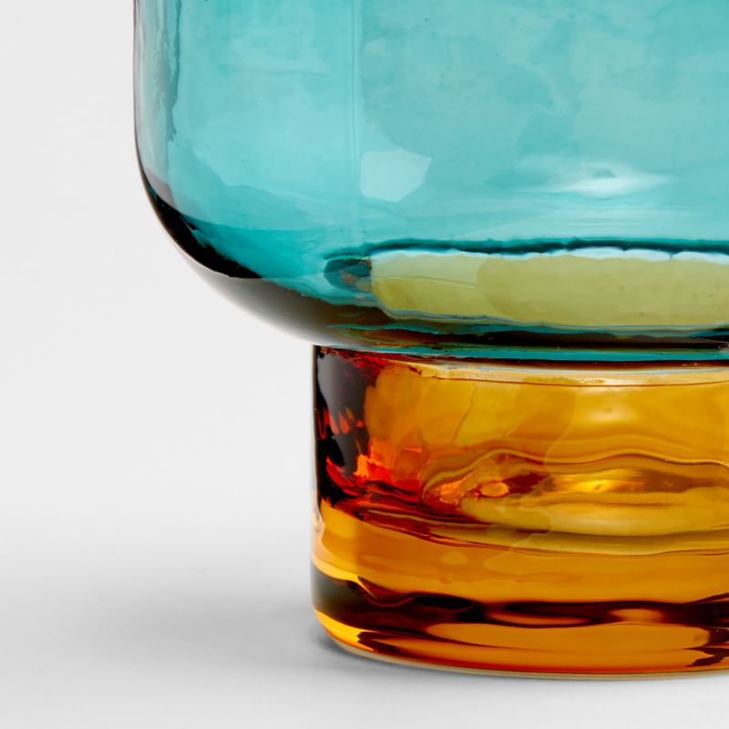 Kuruwa 12-Oz. Teal and Amber Hammered Glass Double Old-Fashioned Glass by Eric Adjepong - image 9 of 11