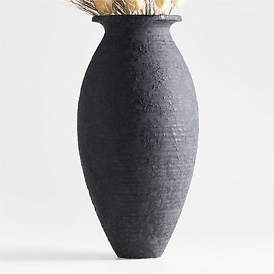View Kyoto Black Ceramic Vase 20" details