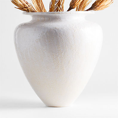 View Kyoto White Ceramic Vase 16" details