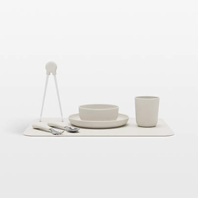 Lalo Oatmeal White Big Bites Full Toddler Dinnerware Set