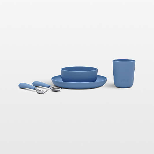 Lalo Blueberry Blue Big Bites Starter Toddler Dinnerware Set