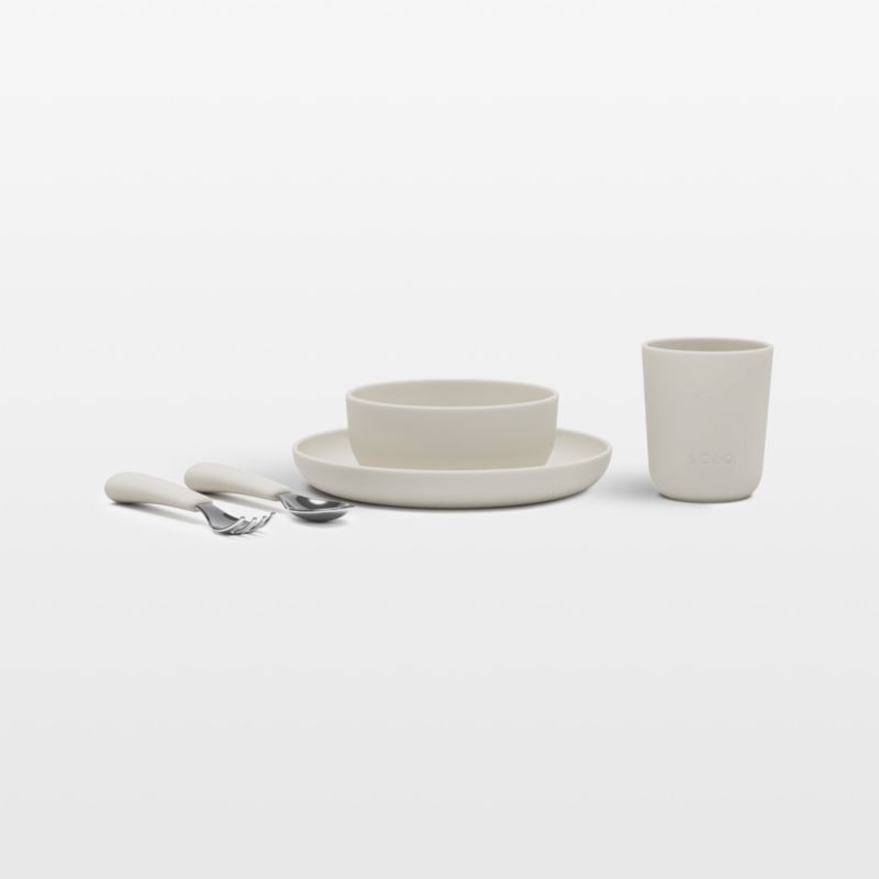 Lalo Oatmeal White Big Bites Starter Toddler Dinnerware Set - image 0 of 6