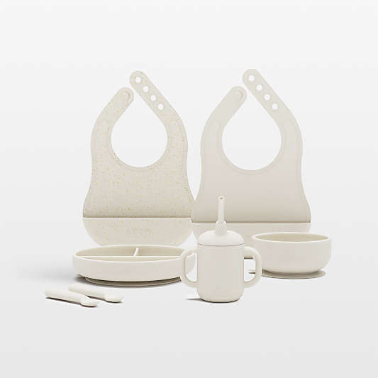 Lalo Oatmeal White First Bite Full Baby Feeding Set