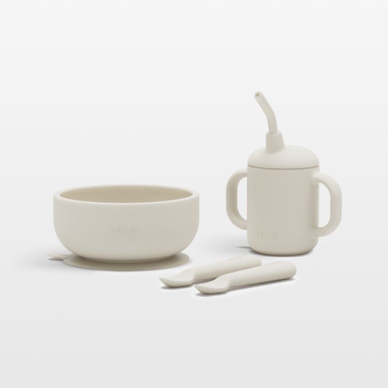 Lalo Oatmeal White First Bites Starter Baby Feeding Set - image 0 of 8