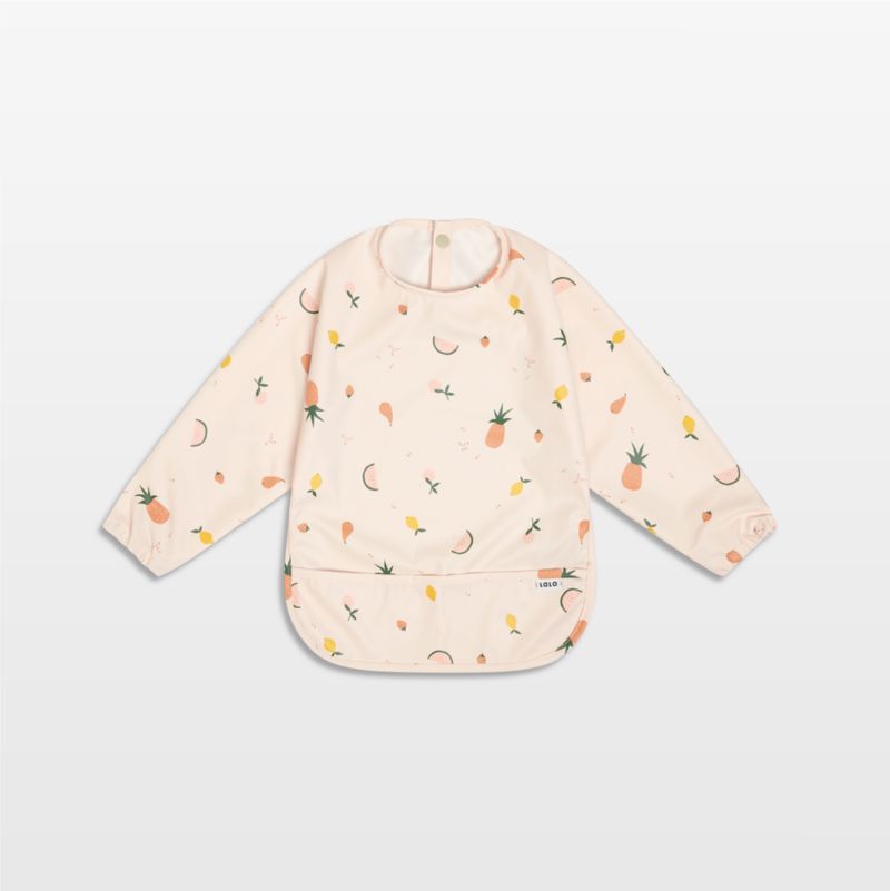 Lalo Grapefruit Pink Fruit Print Smock Bib - image 0 of 5