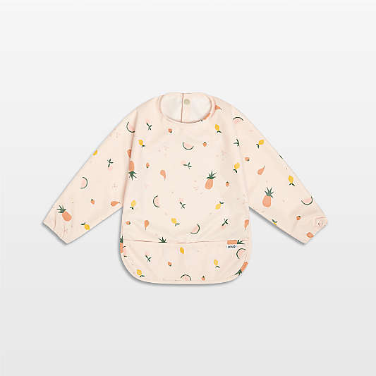 Lalo Grapefruit Pink Fruit Print Smock Bib